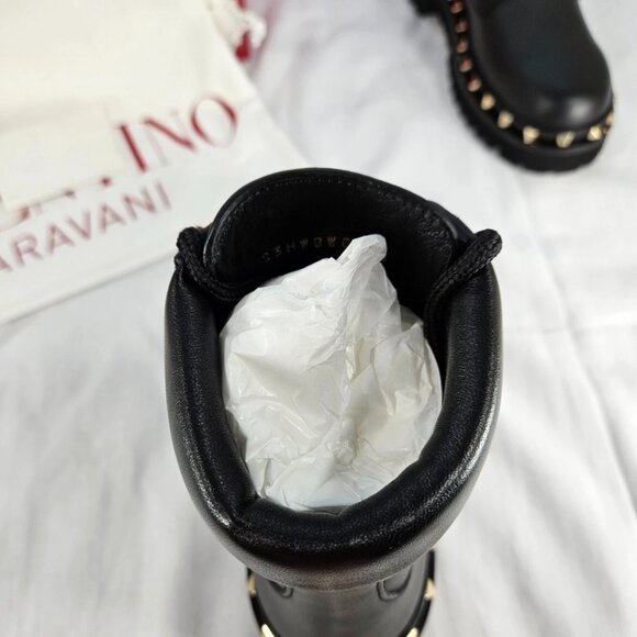 Valentino Garavani Women's Rockstud Lug Sole Combat Boots - Picture 6 of 9